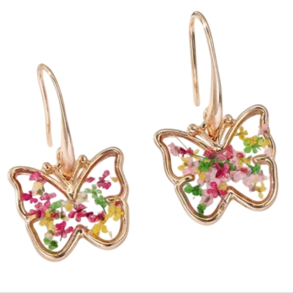 Fashion Jewelry Jewelry - Butterfly Dried Flower Pendant Earrings